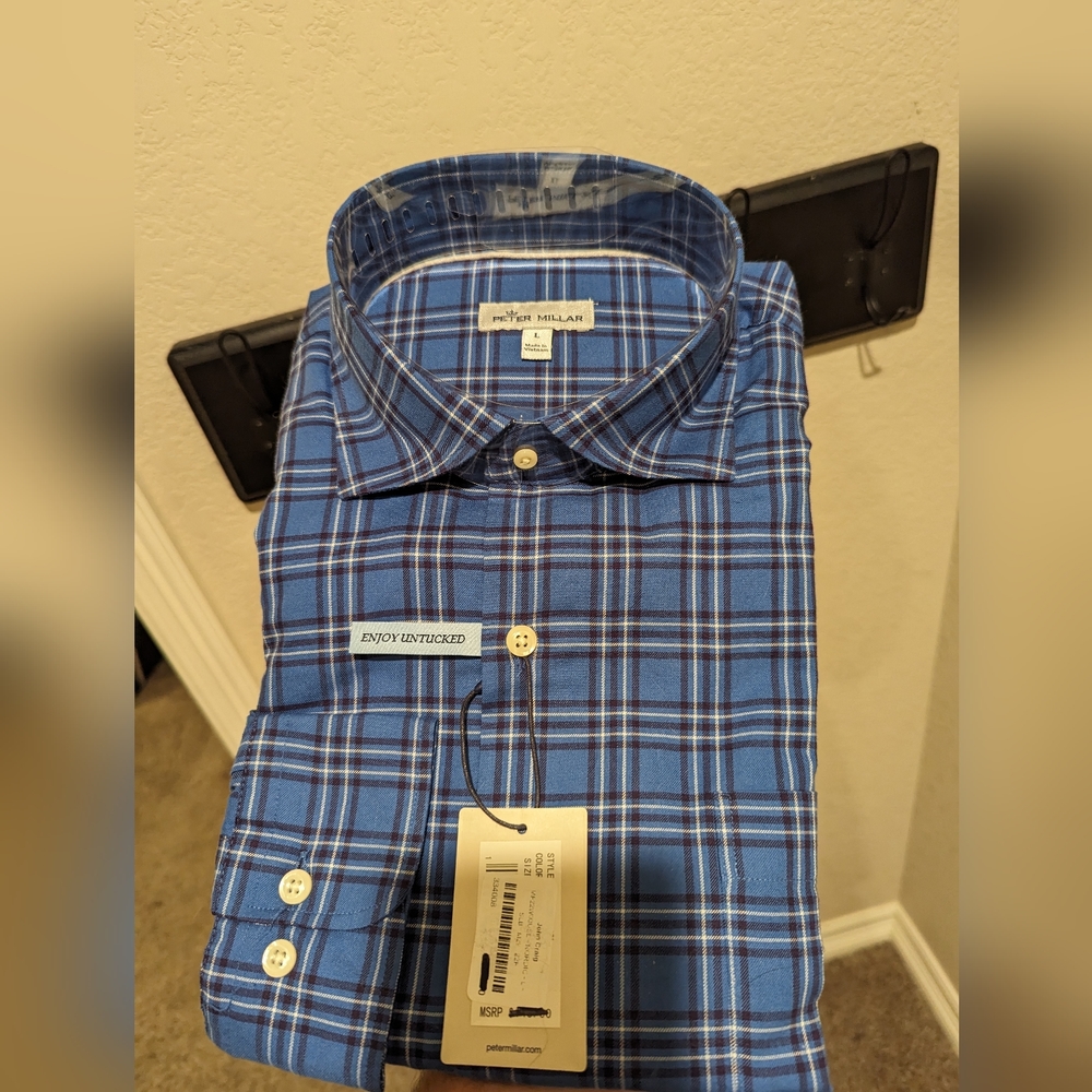 NEW w/ Tags Peter Millar Blue Button Up